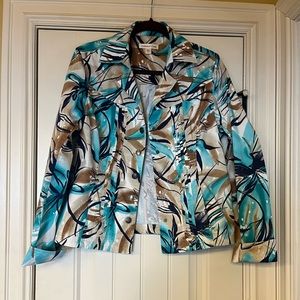 Coldwater Creek Women’s size 12 blue print jacket